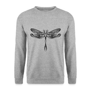 Dragon Fly Dragonfly Tribal Tattoo - Unisex Sweatshirt - salt & pepper - Front - Alina (178cm) & Michal (187cm)