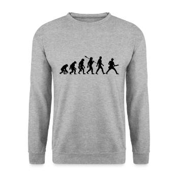 Evolution Guitariste Musicien Rock - Sweat-shirt Unisexe - gris chiné - Devant - Alina (178cm) & Michal (187cm)