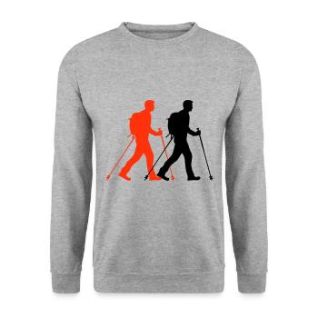 Nordic Walking Man Silhouette - Unisex Sweatshirt - salt & pepper - Front - Alina (178cm) & Michal (187cm)