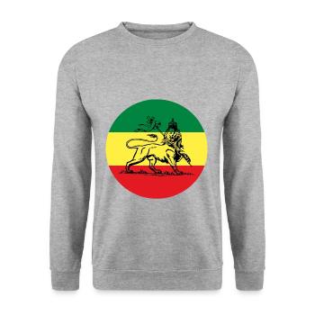 Lion of Judah - Jah Rastafarian Reggae Rasta Flag - Unisex Sweatshirt - salt & pepper - Front - Alina (178cm) & Michal (187cm)