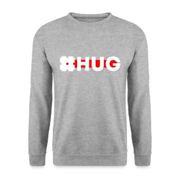 Hug-Motiv - Unisex Pullover - Weißgrau meliert - Vorne - Alina (178cm) & Michal (187cm)