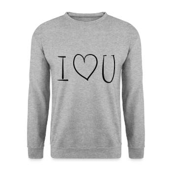 herz ich liebe dich text symbol - Unisex Pullover - Weißgrau meliert - Vorne - Alina (178cm) & Michal (187cm)