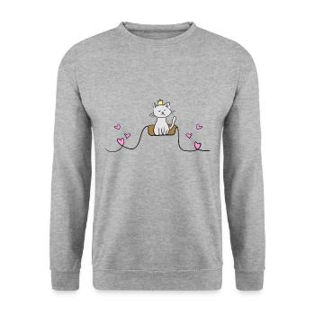 ligne de chat symbole d’animal de compagnie roi amour animal - Sweat-shirt Unisexe - gris chiné - Devant - Alina (178cm) & Michal (187cm)