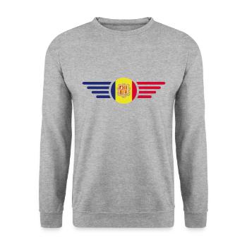 Andorra Stil Design T-Shirt - Unisex Pullover - Weißgrau meliert - Vorne - Alina (178cm) & Michal (187cm)
