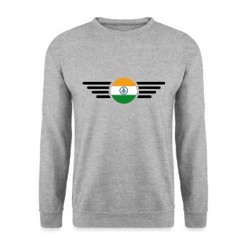 Indien Stil Design T-Shirt - Unisex Pullover - Weißgrau meliert - Vorne - Alina (178cm) & Michal (187cm)