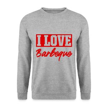 Ich liebe Barbeque - Unisex Pullover - Weißgrau meliert - Vorne - Alina (178cm) & Michal (187cm)