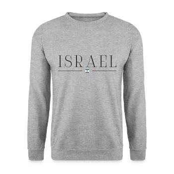 J’aime Israël - Sweat-shirt Unisexe - gris chiné - Devant - Alina (178cm) & Michal (187cm)