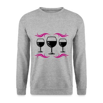 Red Wine Glass Wine Symbol - Unisex Sweatshirt - salt & pepper - Front - Alina (178cm) & Michal (187cm)