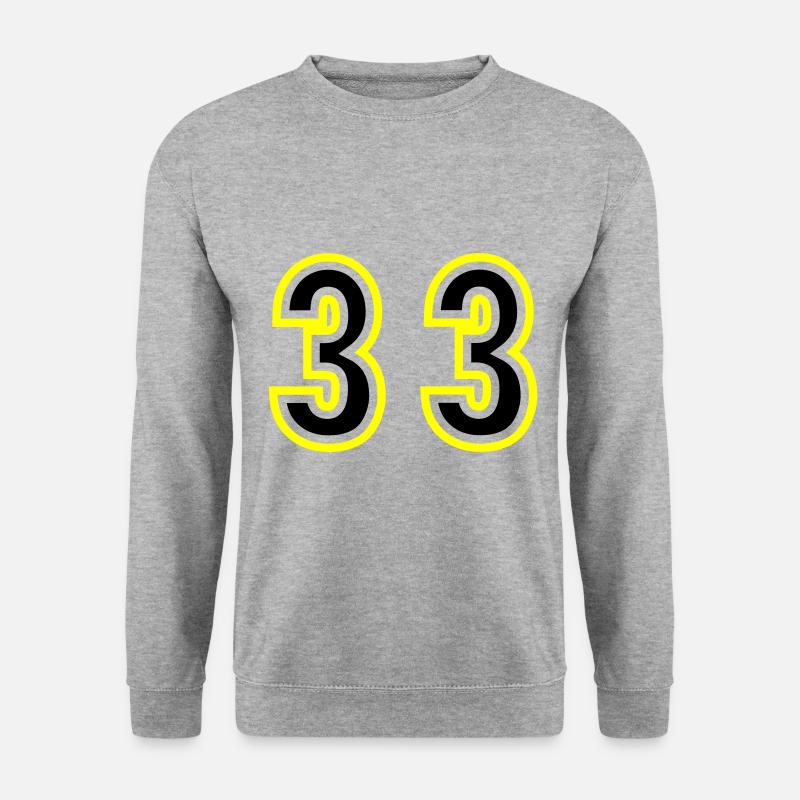 33 Zahl College - Unisex Pullover - Weißgrau meliert