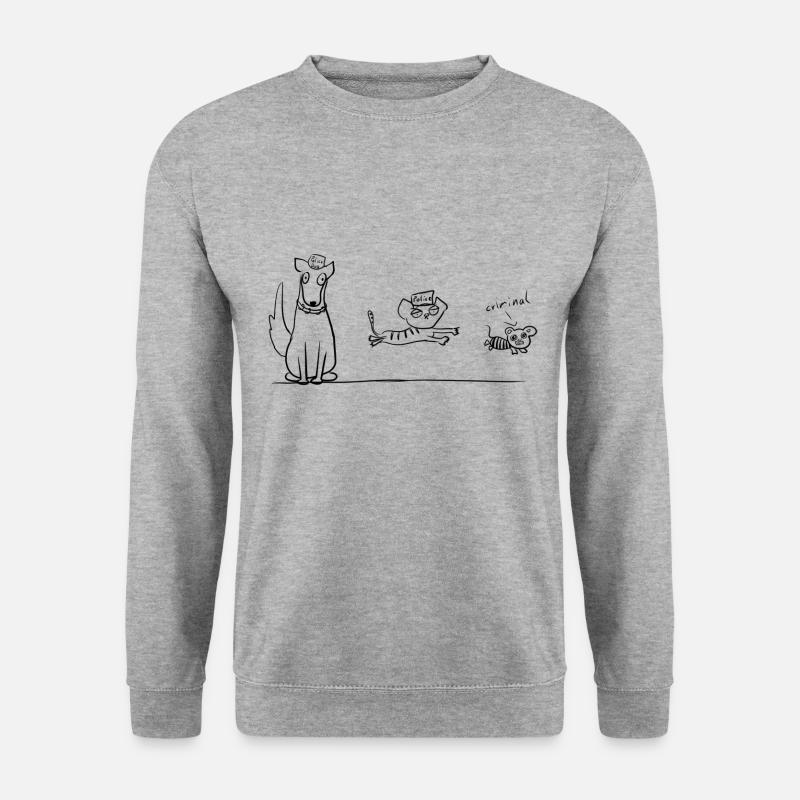 hund katze - Unisex Pullover - Weißgrau meliert