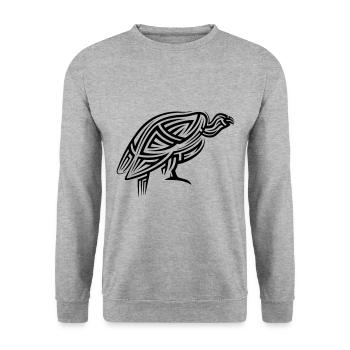 Geier Tribal Tattoo - Unisex Pullover - Weißgrau meliert - Vorne - Alina (178cm) & Michal (187cm)