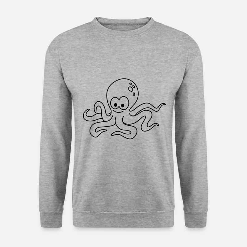 Krake Comic Tier - Unisex Pullover - Weißgrau meliert