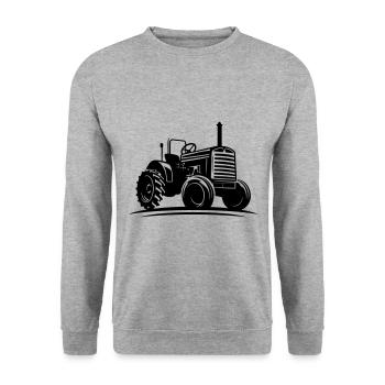 Traktor Farmer Symbol Bauer - Unisex Pullover - Weißgrau meliert - Vorne - Alina (178cm) & Michal (187cm)