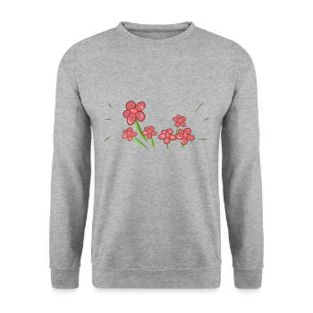 petite plante à fleurs rouges naturelle - Sweat-shirt Unisexe - gris chiné - Devant - Alina (178cm) & Michal (187cm)