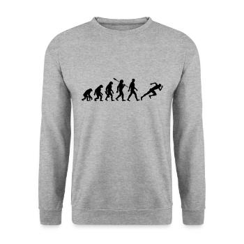 Evolution Sprinter - Leichtathletik - Unisex Pullover - Weißgrau meliert - Vorne - Alina (178cm) & Michal (187cm)