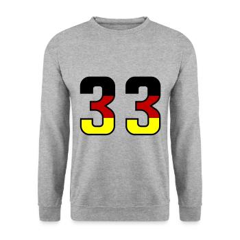 33 Zahl symbol Germany - Unisex Pullover - Weißgrau meliert - Vorne - Alina (178cm) & Michal (187cm)