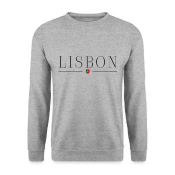 Lisbonne Portugal T-Shirt : Soleil, Mer, Style - Sweat-shirt Unisexe - gris chiné - Devant - Alina (178cm) & Michal (187cm)
