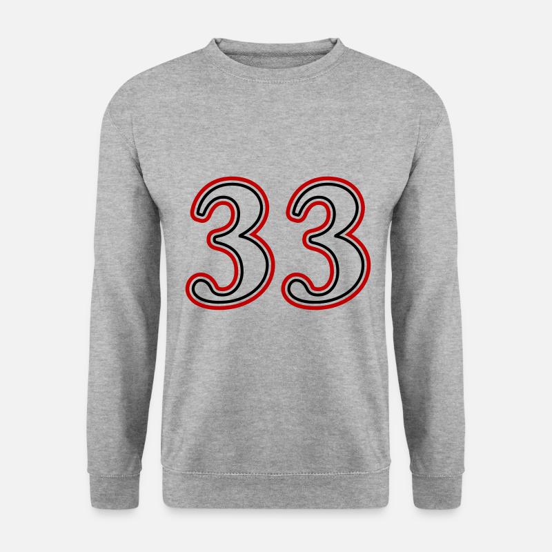 33 Zahl nummer - Unisex Pullover - Weißgrau meliert