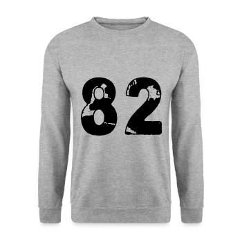 82 Maillot numéro - Sweat-shirt Unisexe - gris chiné - Devant - Alina (178cm) & Michal (187cm)
