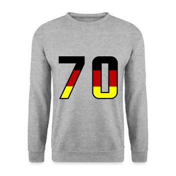 70 Zahl Symbol Germany - Unisex Pullover - Weißgrau meliert - Vorne - Alina (178cm) & Michal (187cm)