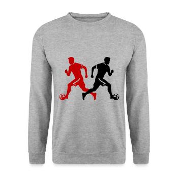Fussballer Silhouette Fussball Spieler Mann - Unisex Pullover - Weißgrau meliert - Vorne - Alina (178cm) & Michal (187cm)