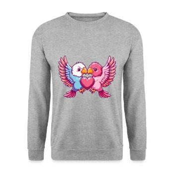 Aigle Couple Amoureux Animal Saint Valentin - Sweat-shirt Unisexe - gris chiné - Devant - Alina (178cm) & Michal (187cm)