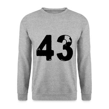 43 Maillot numéro - Sweat-shirt Unisexe - gris chiné - Devant - Alina (178cm) & Michal (187cm)