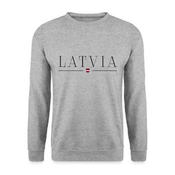 Latvia T-Shirt: Elegance, Nature, Culture - Unisex Sweatshirt - salt & pepper - Front - Alina (178cm) & Michal (187cm)