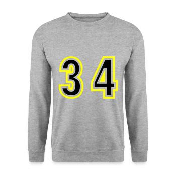 34 Zahl College - Unisex Pullover - Weißgrau meliert - Vorne - Alina (178cm) & Michal (187cm)