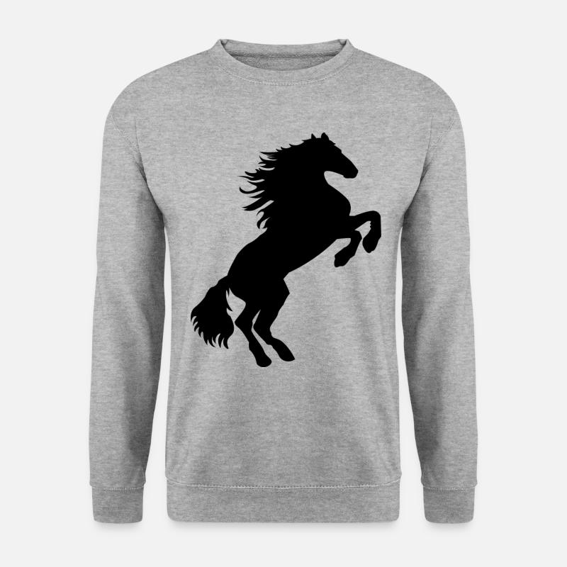 schwarzer Hengst - schwarzes Pferd Shirt & Hoodie - Unisex Pullover - Weißgrau meliert