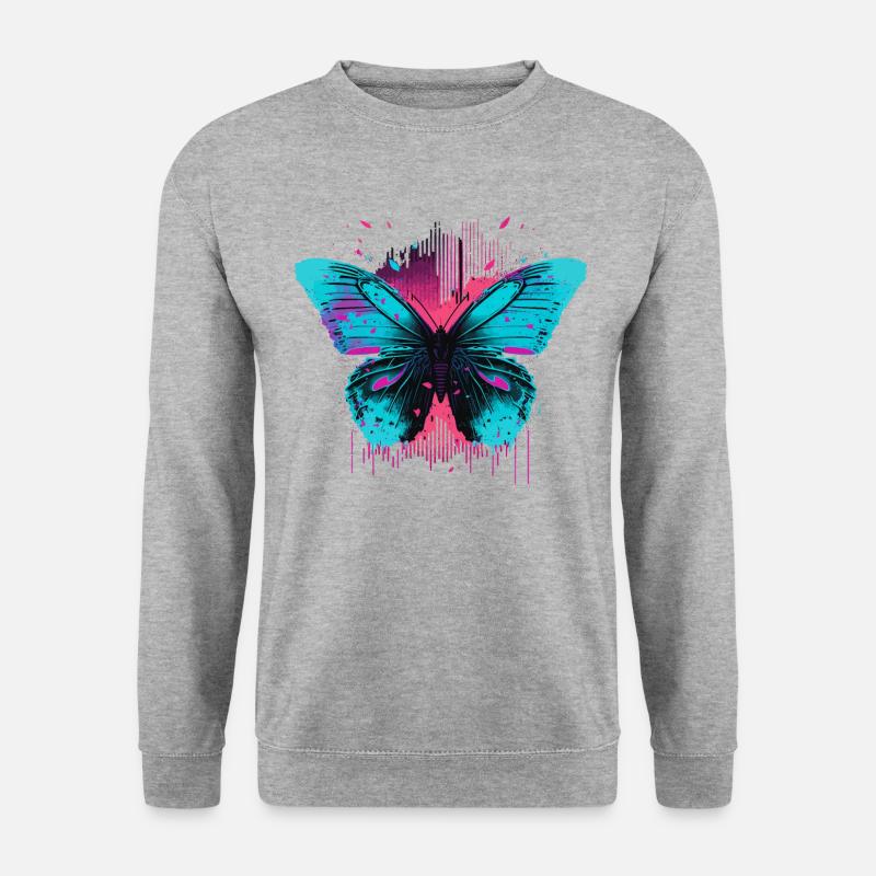 Chillwave Schmetterling - Unisex Pullover - Weißgrau meliert