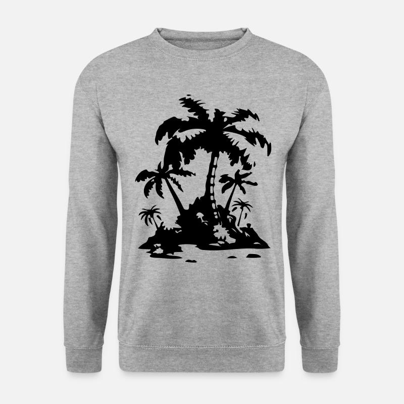 Palm Island Silhouette Symbol - Unisex Sweatshirt - salt & pepper