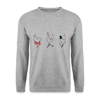 cœur coeur - Sweat-shirt Unisexe - gris chiné - Devant - Alina (178cm) & Michal (187cm)