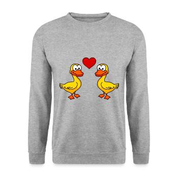 Canard Comic Couple amour - Sweat-shirt Unisexe - gris chiné - Devant - Alina (178cm) & Michal (187cm)