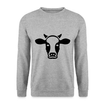 Cow Head Symbol - Unisex Sweatshirt - salt & pepper - Front - Alina (178cm) & Michal (187cm)