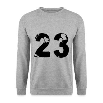 23 Maillot numéro - Sweat-shirt Unisexe - gris chiné - Devant - Alina (178cm) & Michal (187cm)
