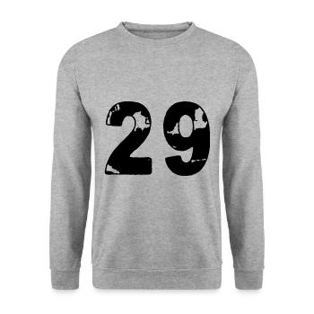 29 Zahl Trikot - Unisex Pullover - Weißgrau meliert - Vorne - Alina (178cm) & Michal (187cm)