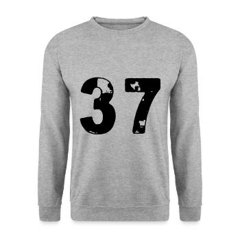 37 Numéro maillot - Sweat-shirt Unisexe - gris chiné - Devant - Alina (178cm) & Michal (187cm)