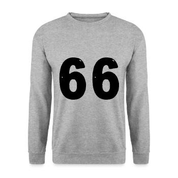66 Maillot numéro - Sweat-shirt Unisexe - gris chiné - Devant - Alina (178cm) & Michal (187cm)