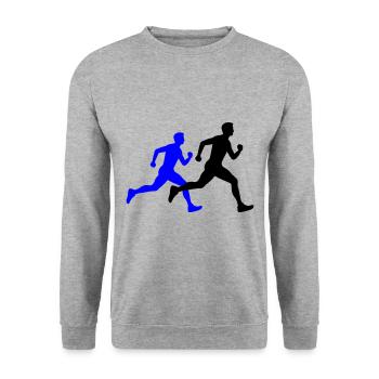 Running Marathon Man Silhouette - Unisex Sweatshirt - salt & pepper - Front - Alina (178cm) & Michal (187cm)