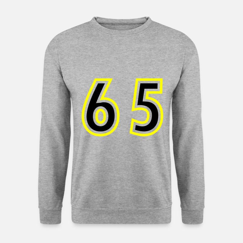 65 Zahl College - Unisex Pullover - Weißgrau meliert