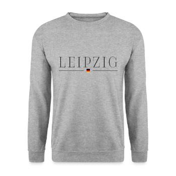Leipzig, Deutschland Eleganz T-Shirt - Unisex Pullover - Weißgrau meliert - Vorne - Alina (178cm) & Michal (187cm)