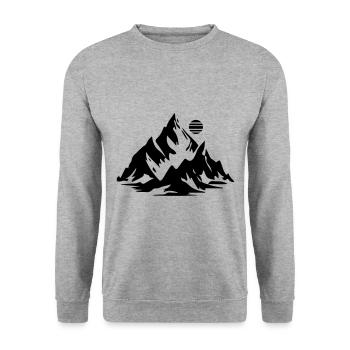 Berge Symbol Mountains - Unisex Sweatshirt - salt & pepper - Front - Alina (178cm) & Michal (187cm)