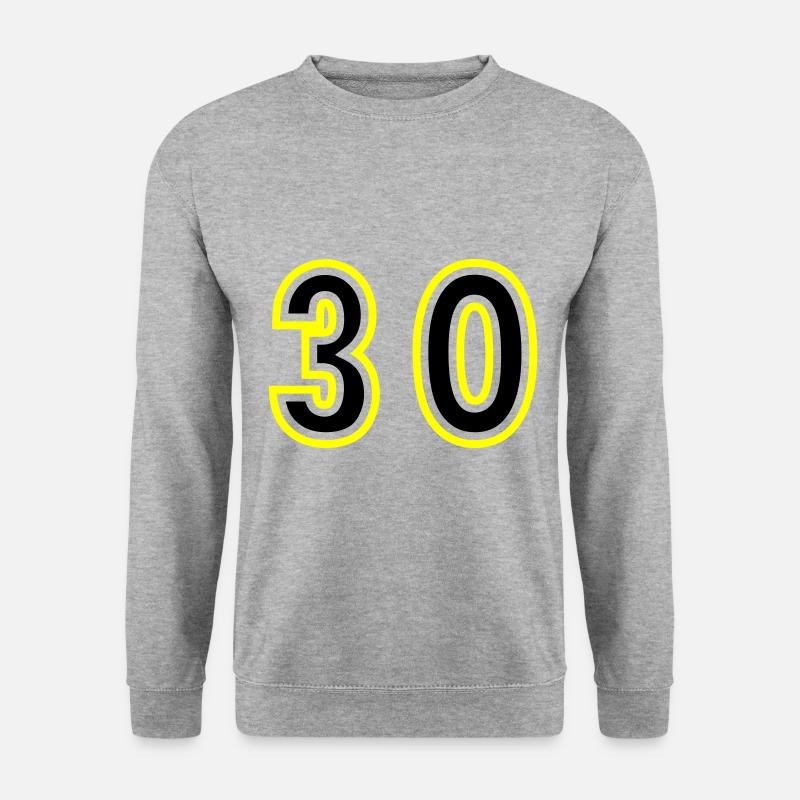 30 Zahl College - Unisex Pullover - Weißgrau meliert