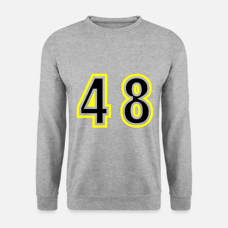 48 Zahl College - Unisex Pullover - Weißgrau meliert