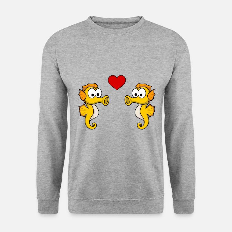 Seepferdchen Paar liebe - Unisex Pullover - Weißgrau meliert