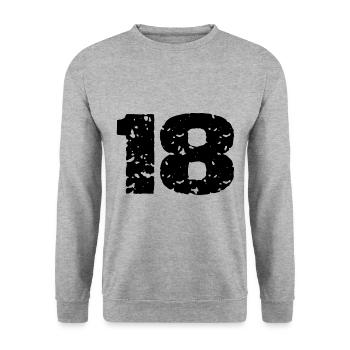 18 Zahl Trikot - Unisex Pullover - Weißgrau meliert - Vorne - Alina (178cm) & Michal (187cm)