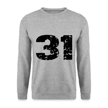 31 Maillot numéro - Sweat-shirt Unisexe - gris chiné - Devant - Alina (178cm) & Michal (187cm)