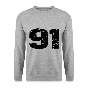 91 Number jersey - Unisex Sweatshirt - salt & pepper - Front - Alina (178cm) & Michal (187cm)