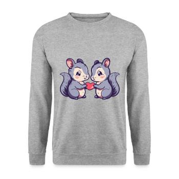 Couple D’écureuil Amoureux Animal Saint Valentin - Sweat-shirt Unisexe - gris chiné - Devant - Alina (178cm) & Michal (187cm)